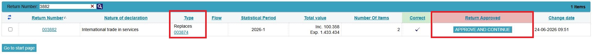 Screenshot of replacement declaration awaiting approval in IDEP.