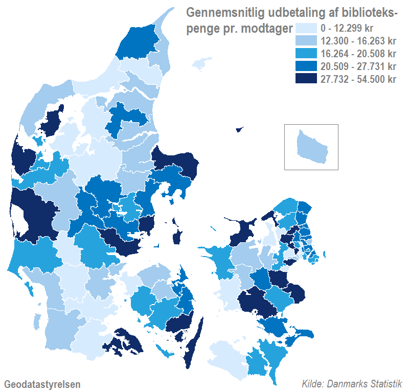 Gennemsnitlig udbetaling bibliotekspenge