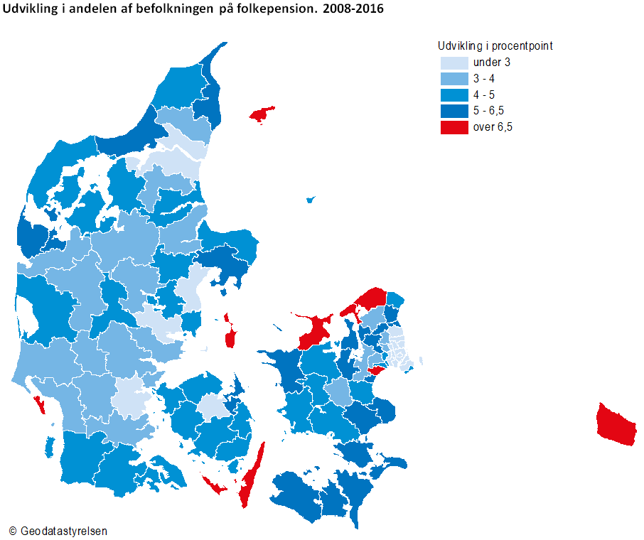 Udvikling i andelen på folkepension