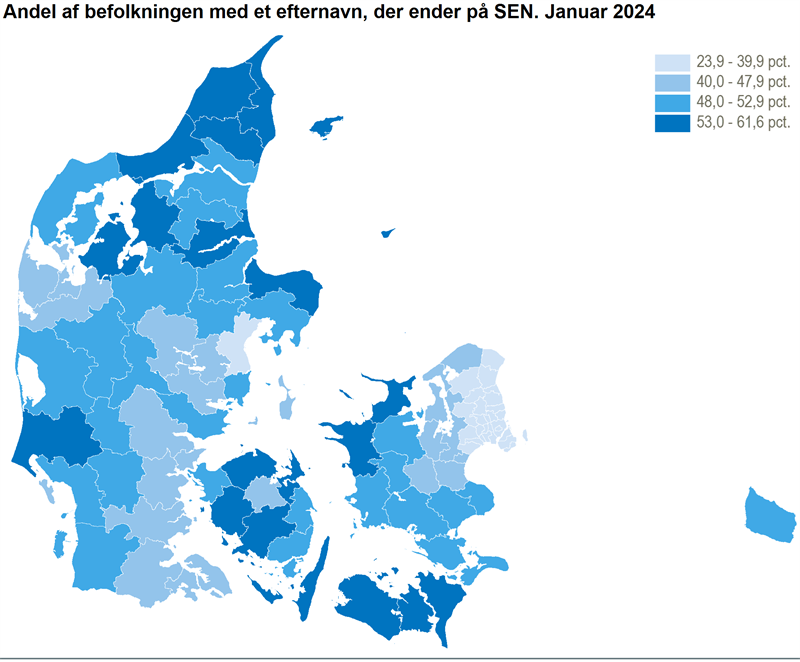 Fire ud af ti har et efternavn, der ender på SEN